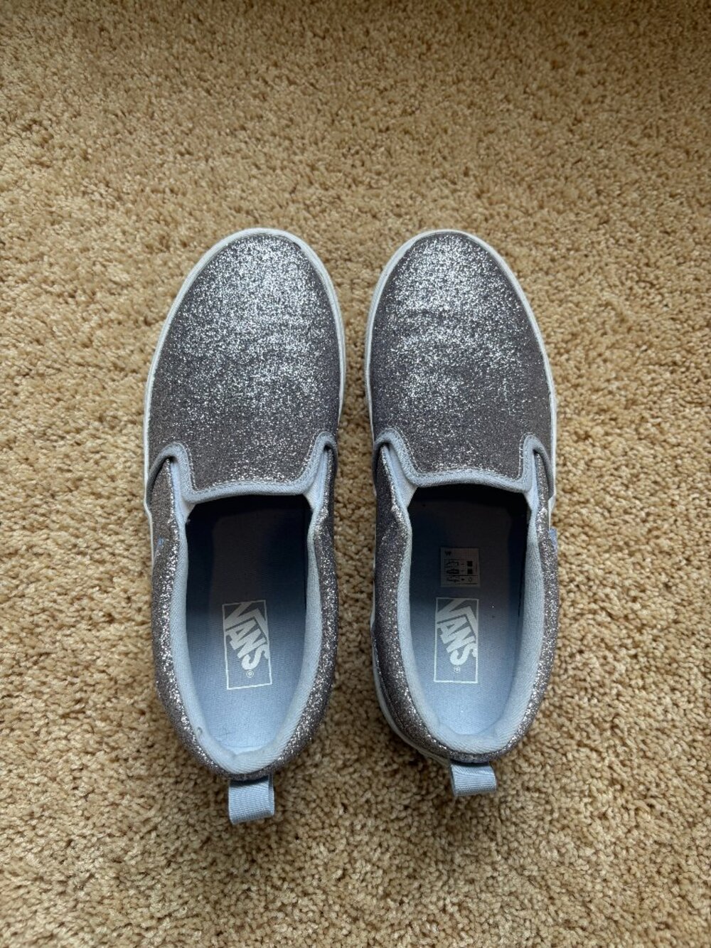 Vans Silver Sparkle Slip-On Sneakers Womens 7.5/Youth 6